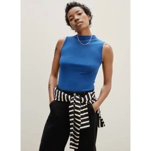 Everlane Funnel Neck Pima Cotton Tank in blue, S